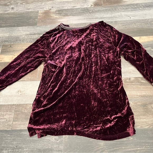 Chico’s Embroidered Beaded Crushed Velvet Tunic Burgundy Maroon Rayon Silk sz 3 - Picture 7 of 7